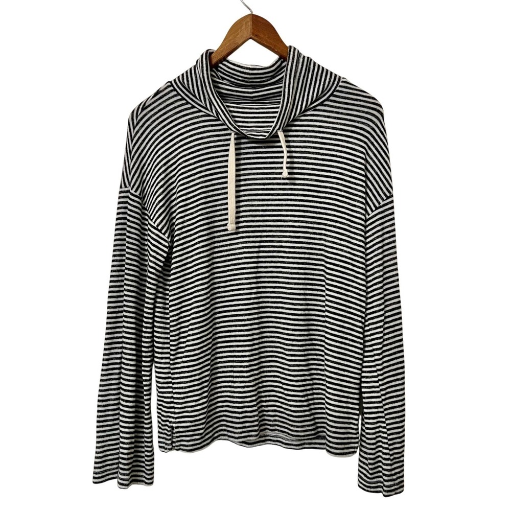 Lucky Brand Striped Cowl Neck Pullover Top Long Sleeve Relaxed Casual Preppy S